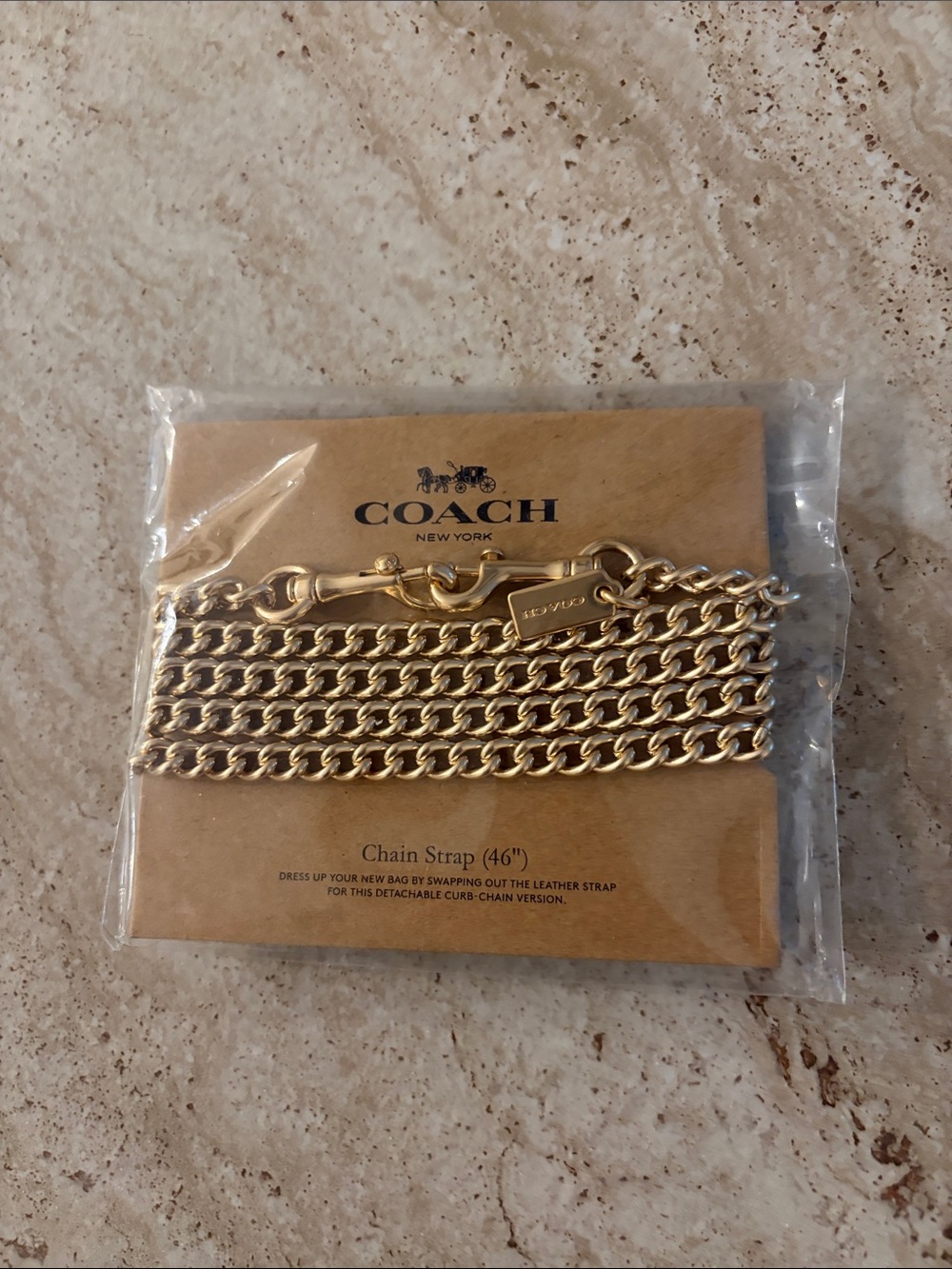 Coach Replacement Gold Tone Chain 46” Shoulder Strap for Purse